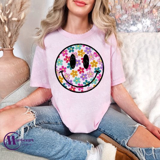 SMILEY FACE DAISIES (ADULT)-DTF FULL COLOR TRANSFER