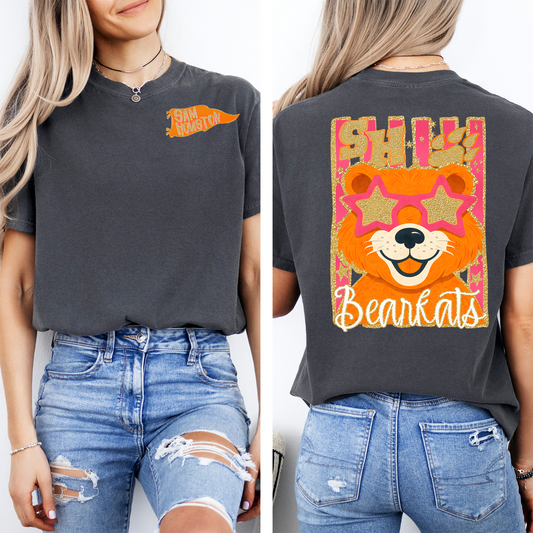 DTF-BEARCATS MASCOT FAUX GLITTER FRONT AND BACK