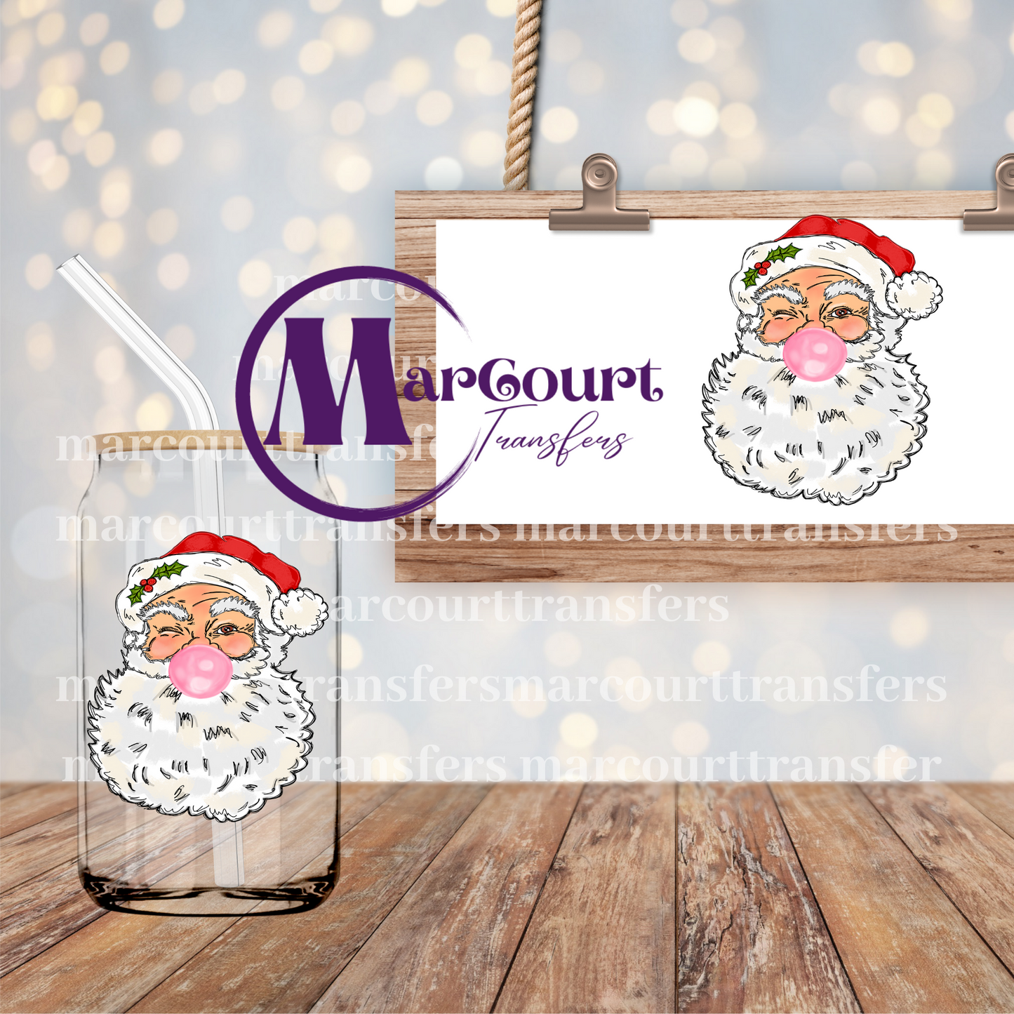 SANTA BUBBLE GUM-DECAL-UV DTF CUP WRAP