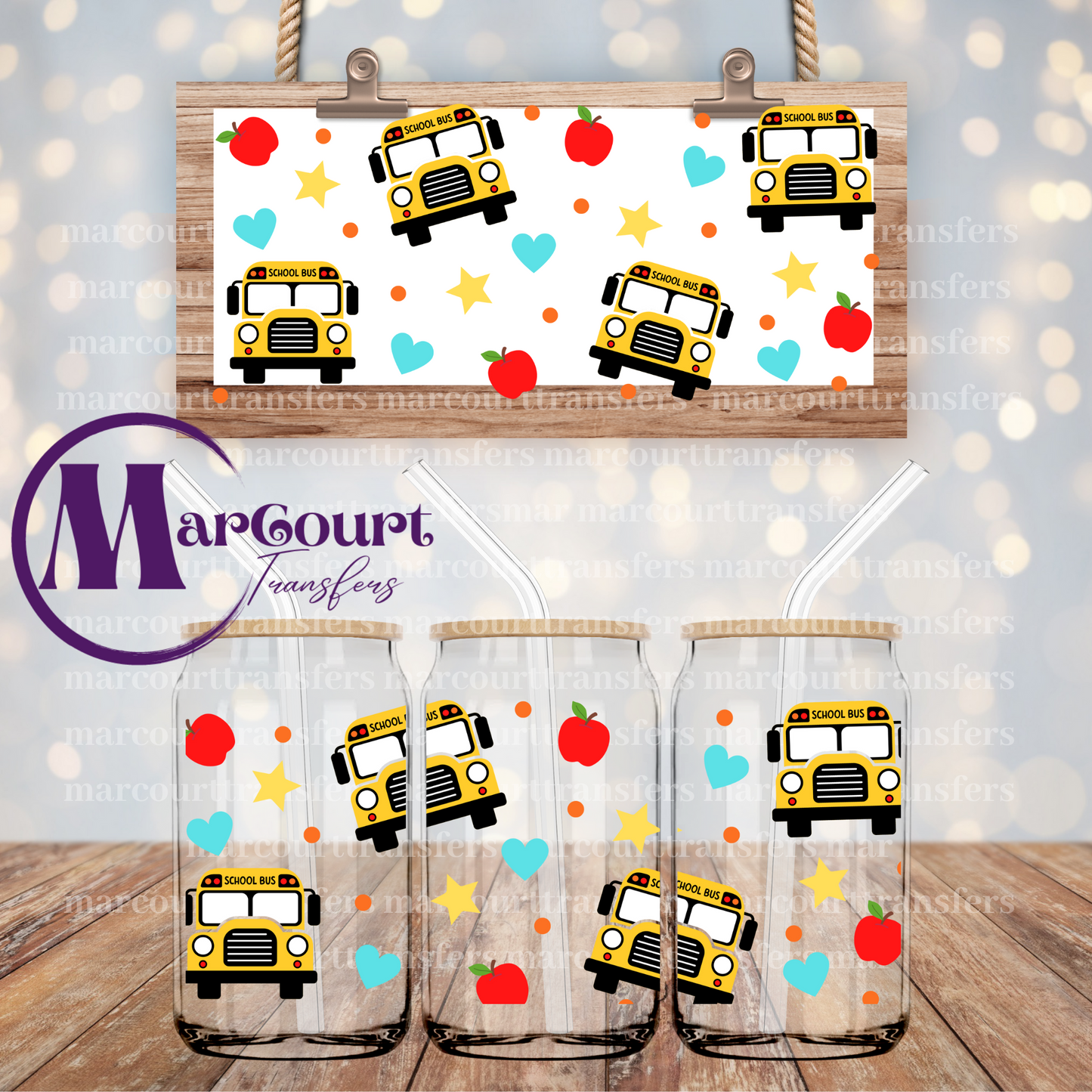 SCHOOL BUSES-16 0Z-UV DTF CUP WRAP