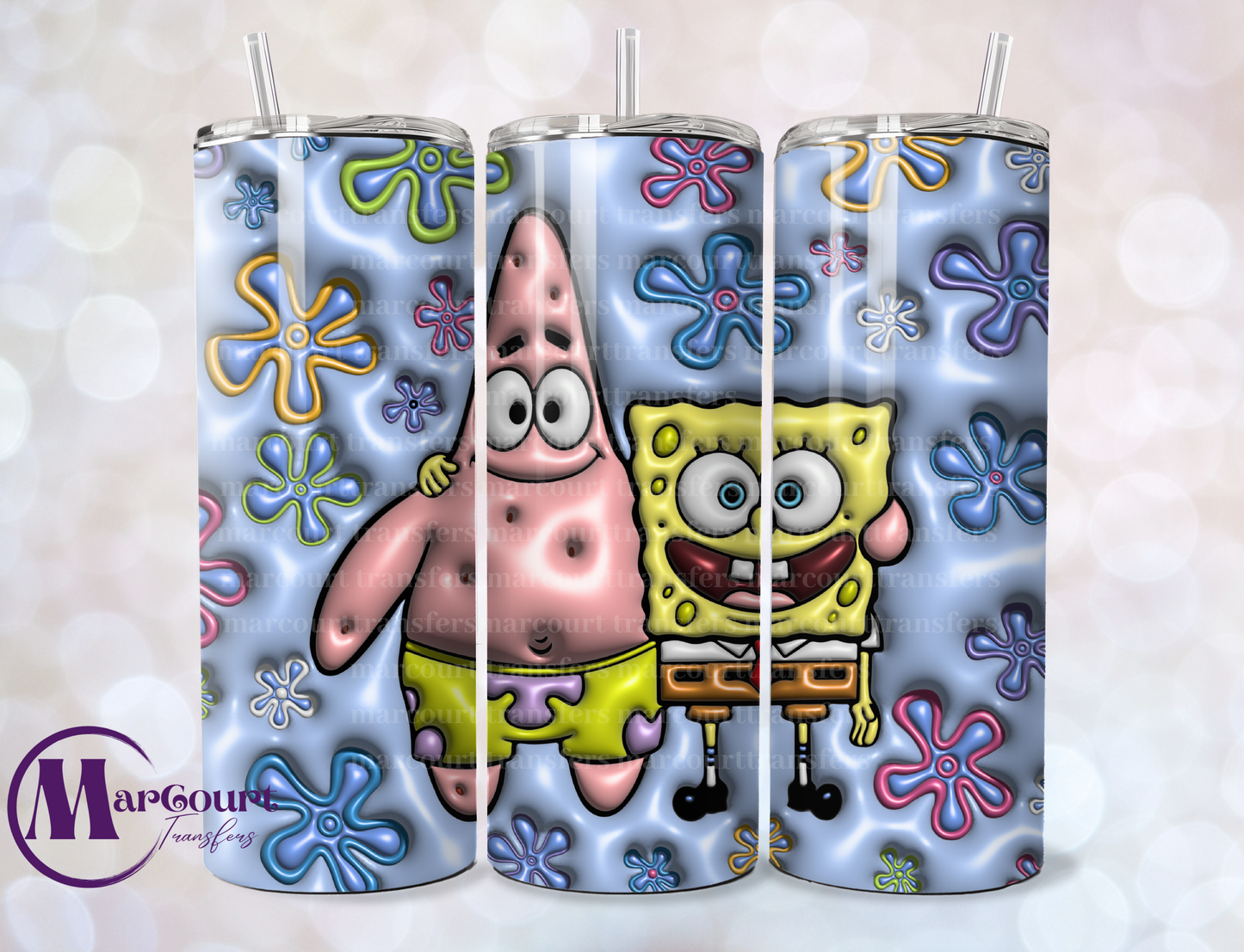 SPONGE BOB AND PATRICK INFLATED-SKINNY TUMBLER TRANSFER