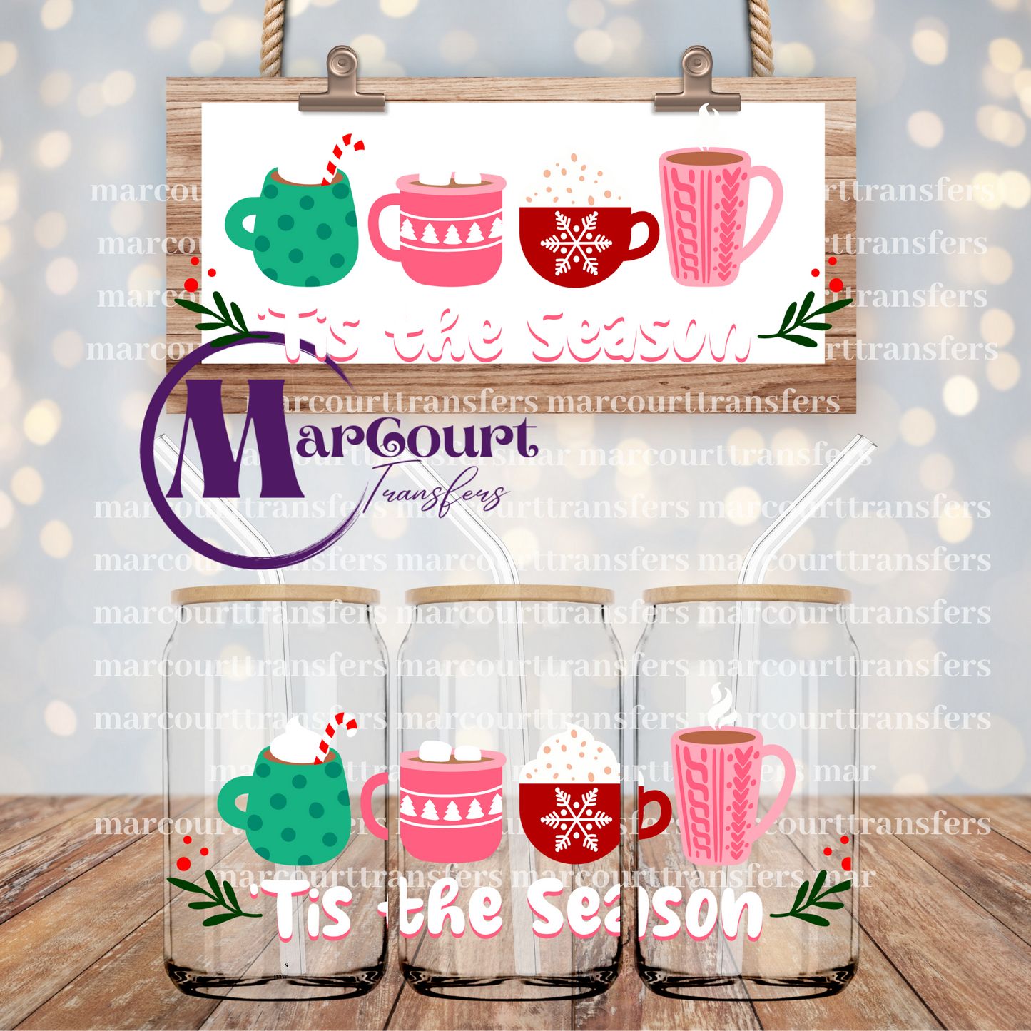 TIS THE SEASON MUGS-16 0Z-UV DTF CUP WRAP