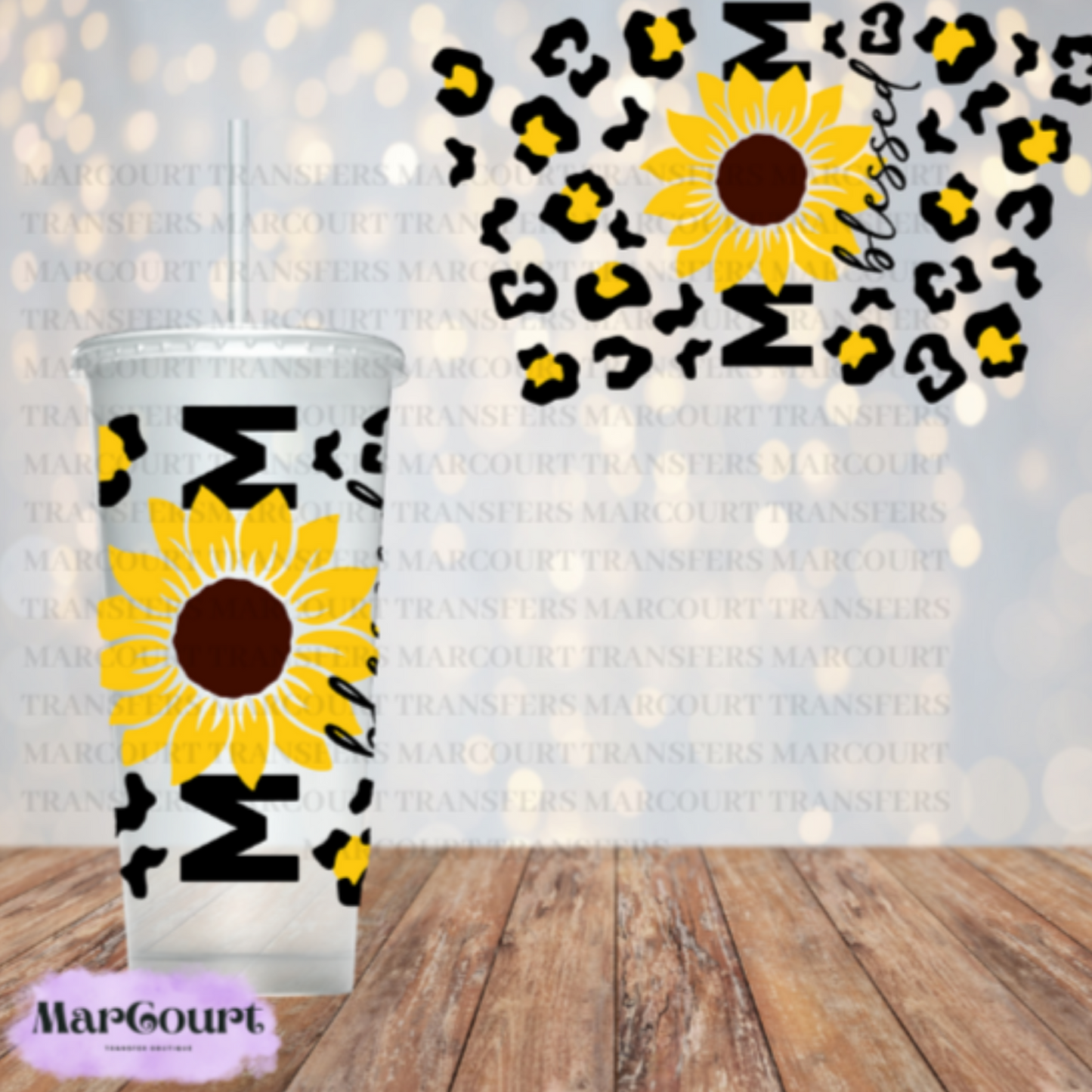 BLESSED MOM-24 0Z VENTI COLD CUP -UV DTF CUP WRAP *rts