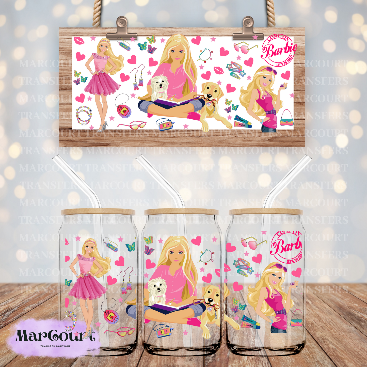 BARBIE -16 0Z-UV DTF CUP WRAP