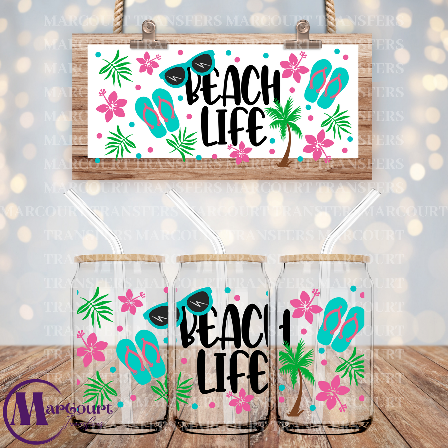 BEACH LIFE-16 0Z-UV DTF CUP WRAP