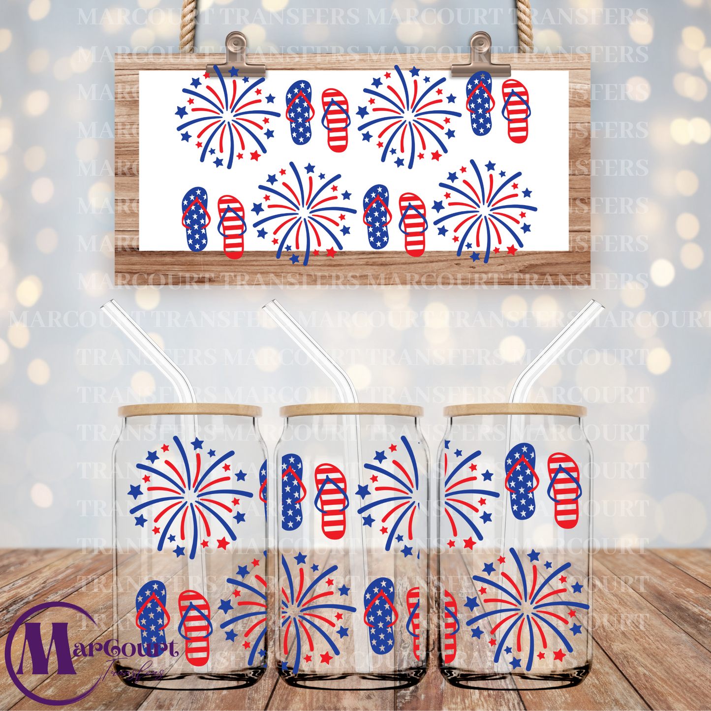 FLIP FLOP FIREWORKS-16 0Z.-UV DTF CUP WRAP