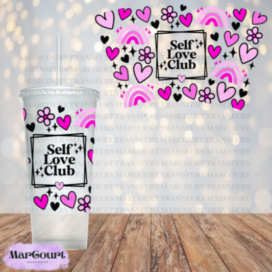 SELF LOVE CLUB-24 0Z VENTI COLD CUP -UV DTF CUP WRAP *rts