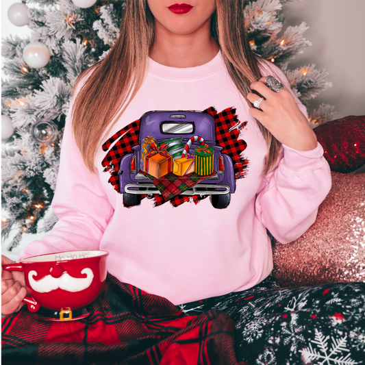 Vintage Truck With Gifts Plaid Full Color Transfers