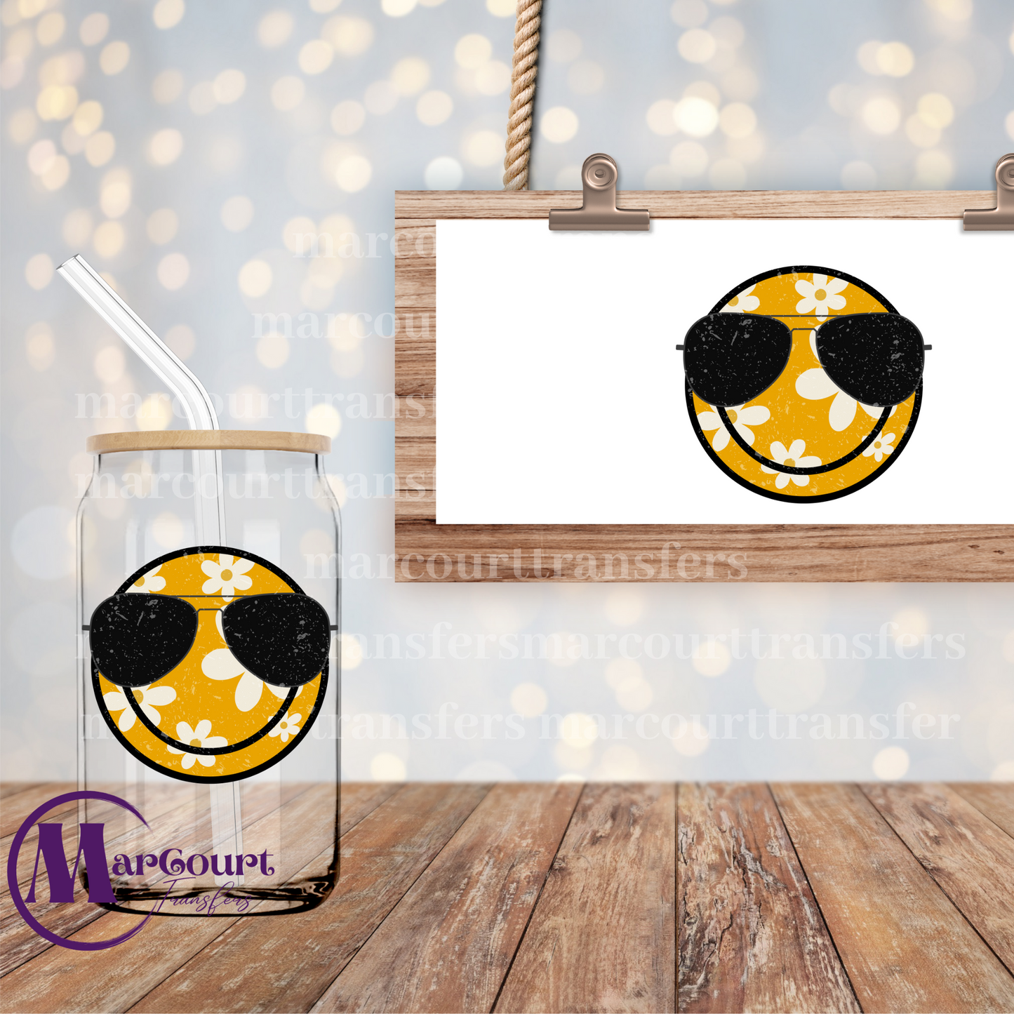 YELLOW DAISY SUMMERTIME SMILEY - DECAL-UV DTF CUP WRAP