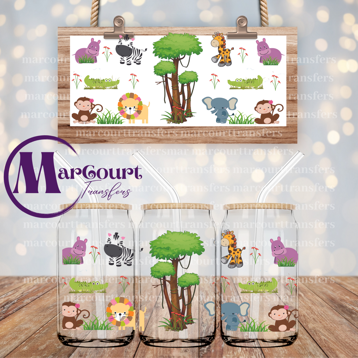 BABY JUNGLE THEME-16 0Z.-UV DTF CUP WRAP