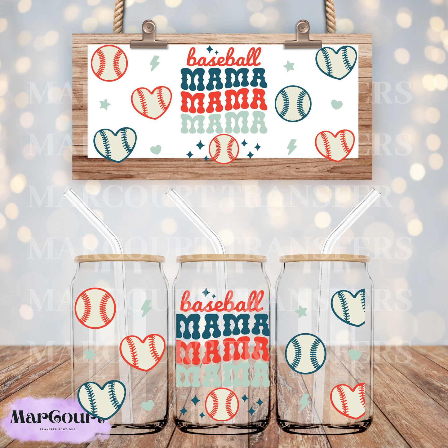 BASEBALL MAMA-16 0Z-UV DTF CUP WRAP