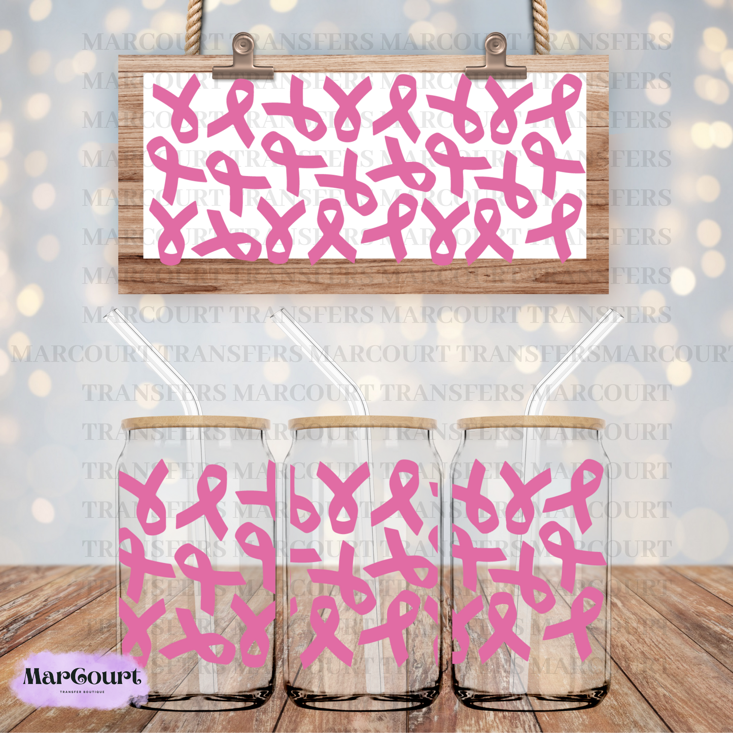 CANCER AWARENESS RIBBON-16 OZ-UV DTF CUP WRAP *RTS