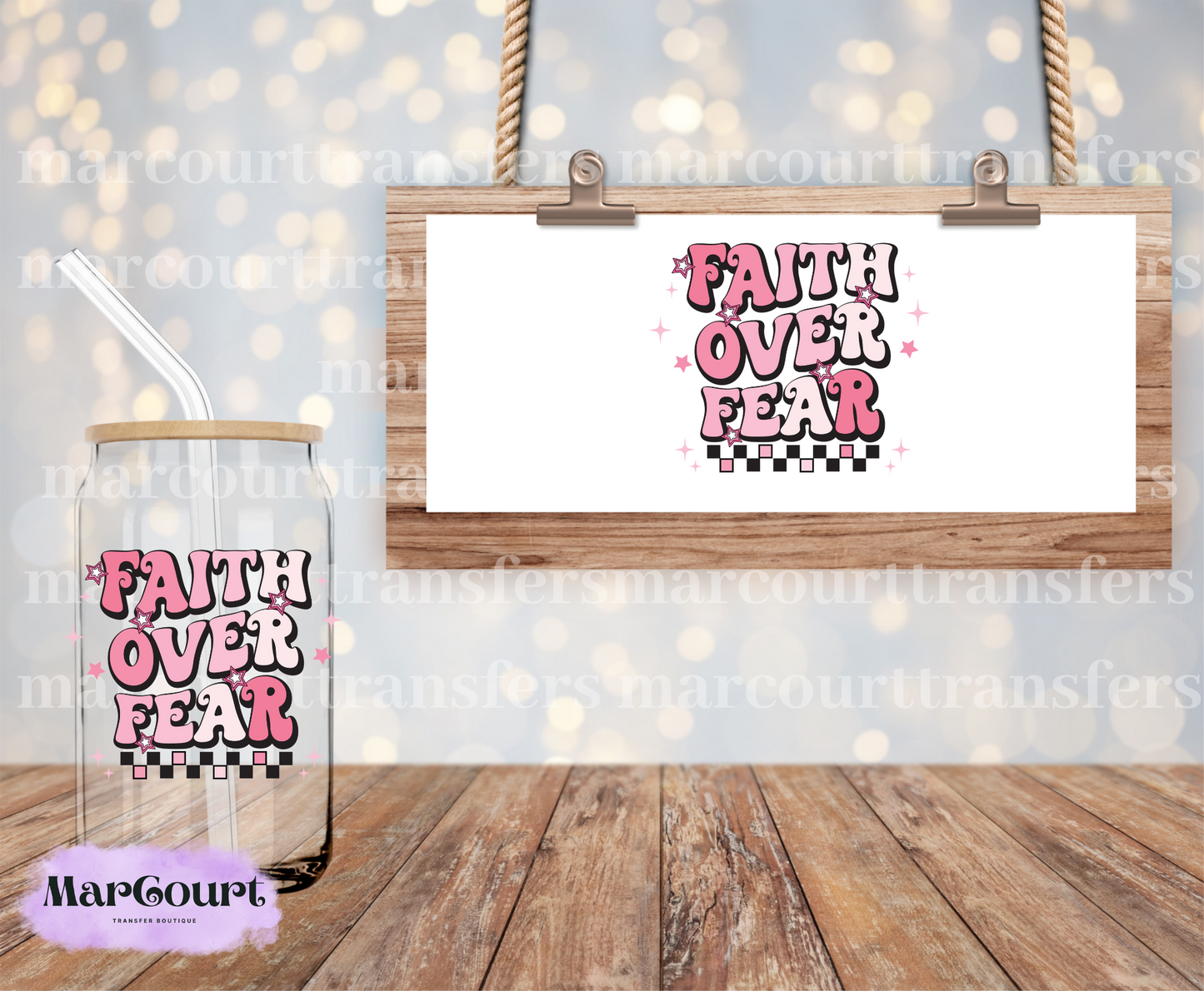 FAITH OVER FEAR- DECAL-UV DTF CUP WRAP