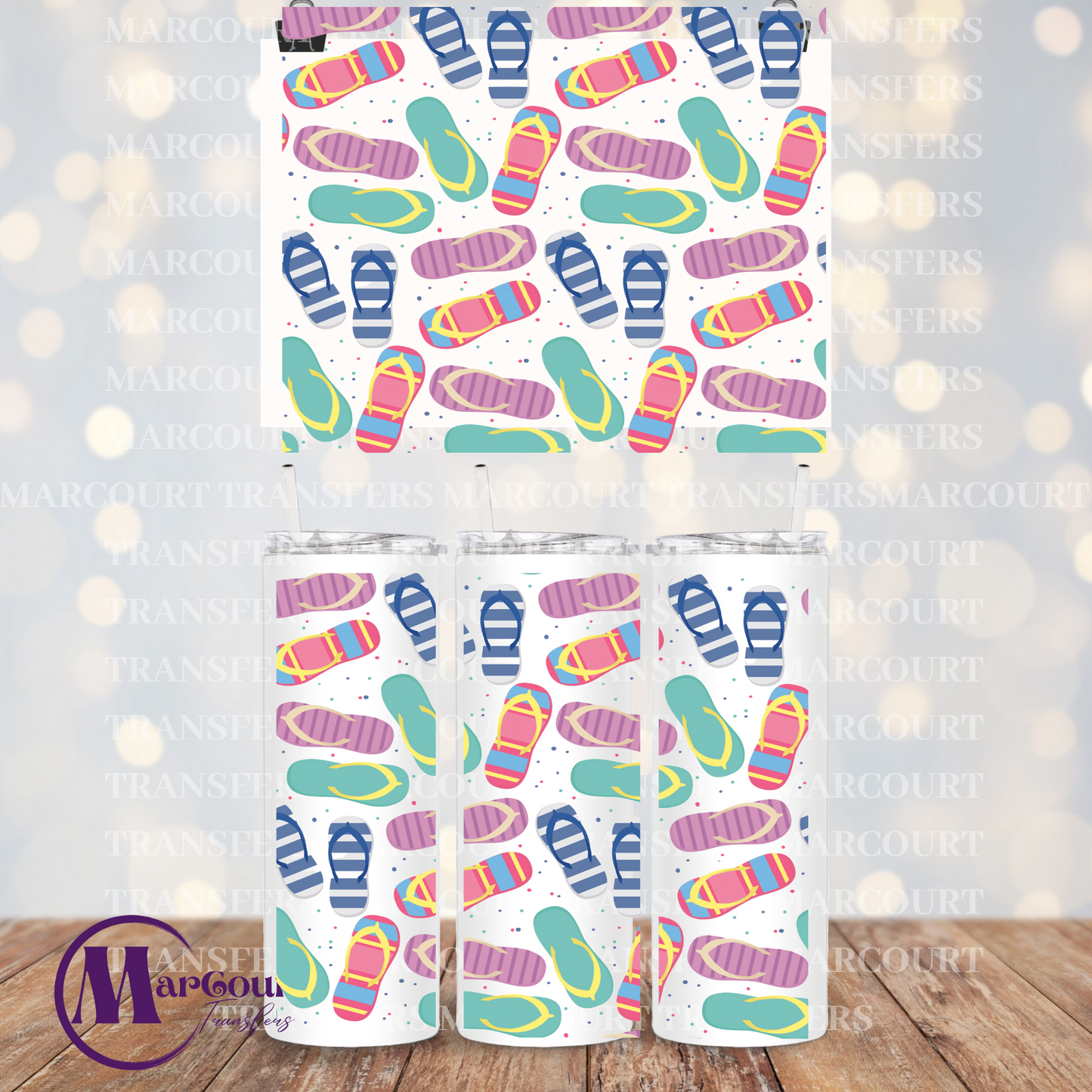 FLIP FLOPS -20 0Z-UV DTF CUP WRAP