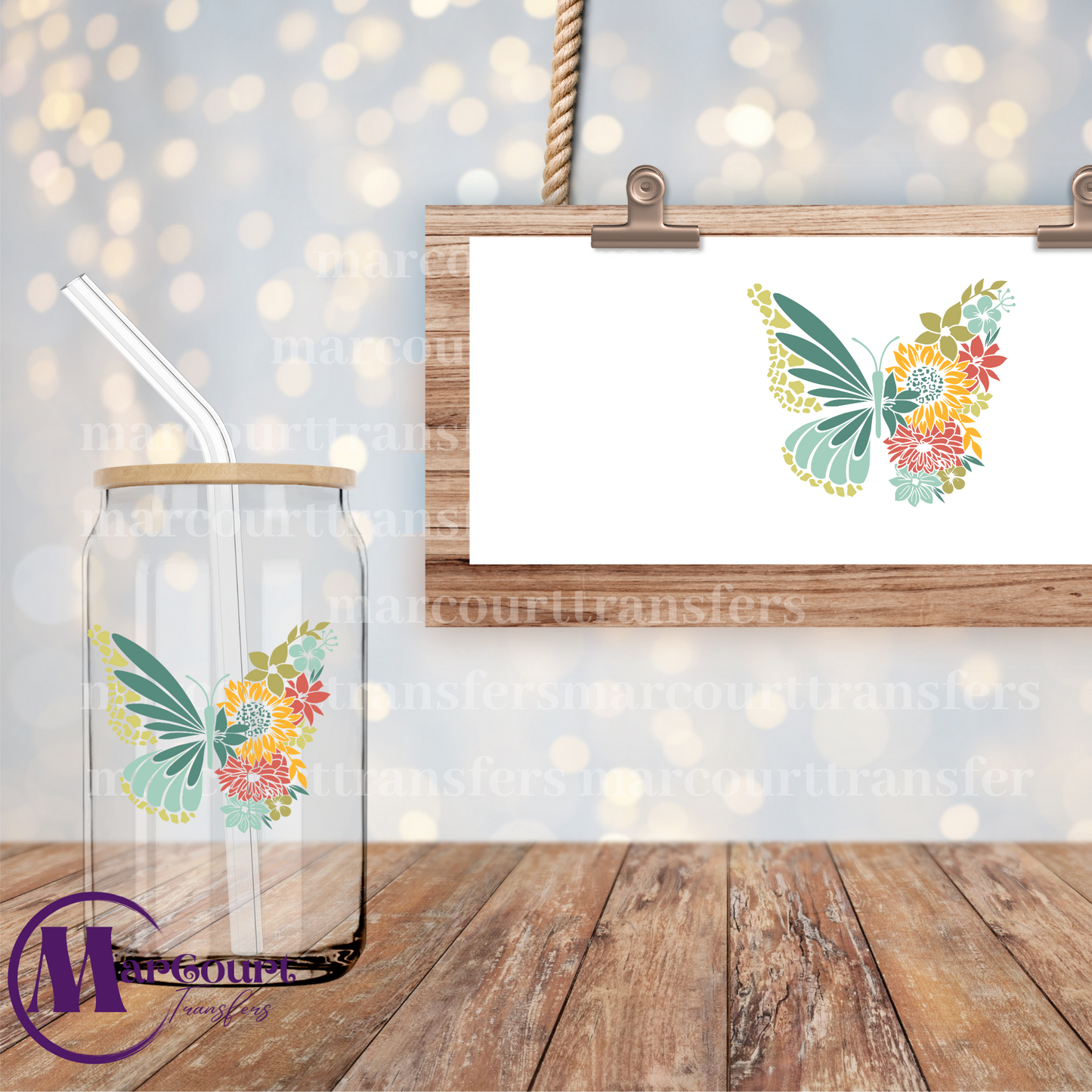 FLORAL BUTTERFLY- DECAL-UV DTF CUP WRAP