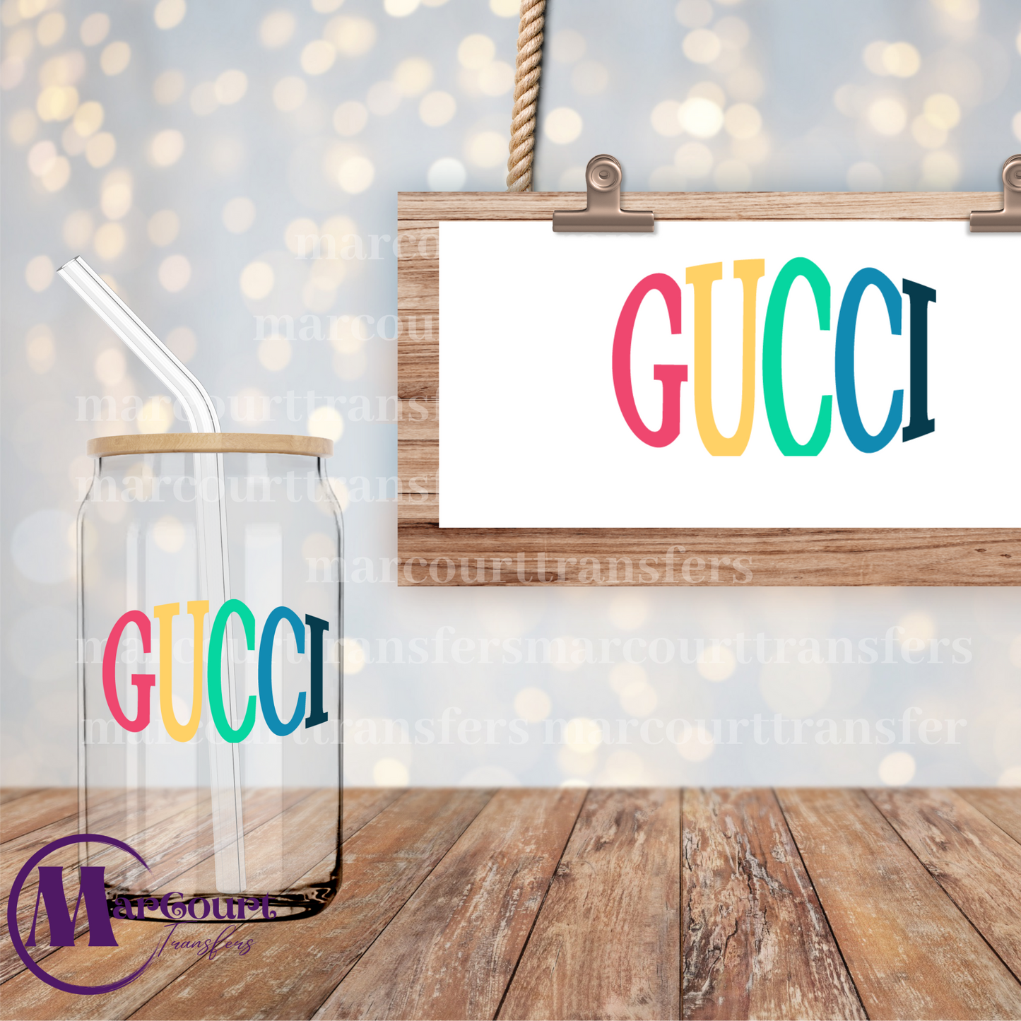 COLORFUL GUCCI- DECAL-UV DTF CUP WRAP