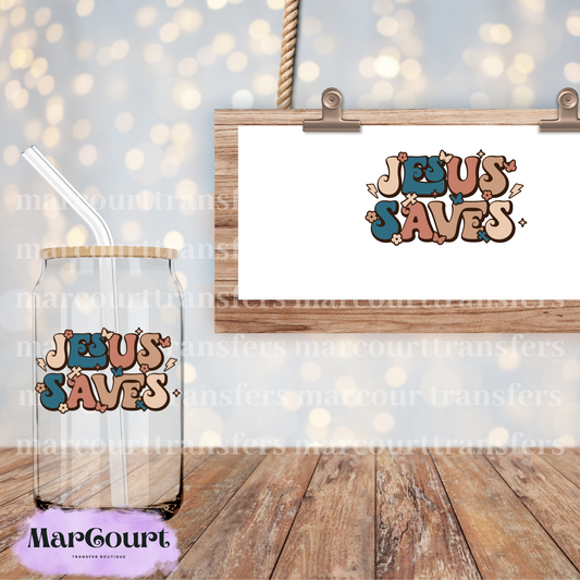 JESUS SAVES- DECAL-UV DTF CUP WRAP