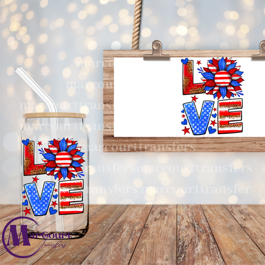 LOVE AMERICAN SUNFLOWER- DECAL-UV DTF CUP WRAP