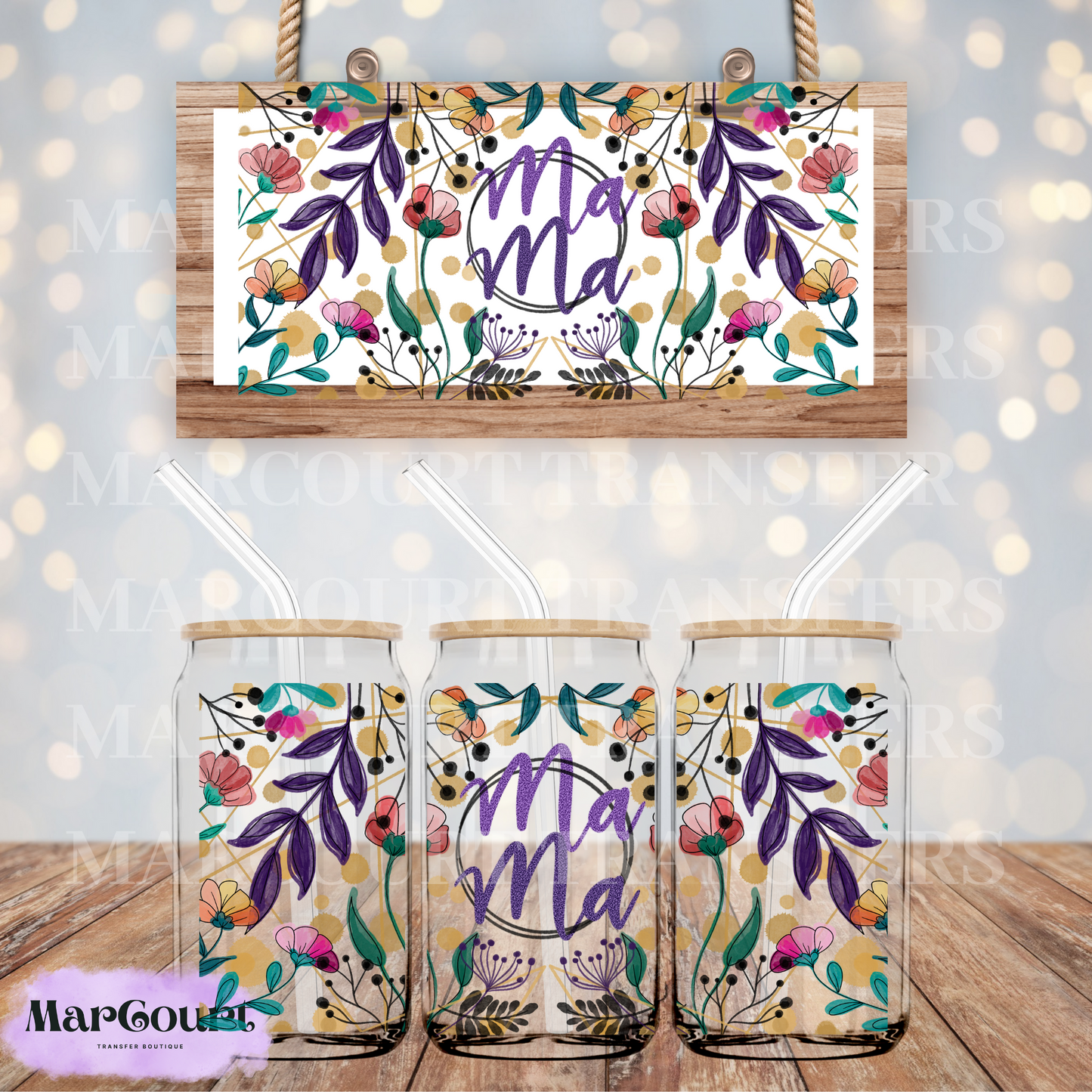 MAMA FLORAL-16 0Z.-UV DTF CUP WRAP