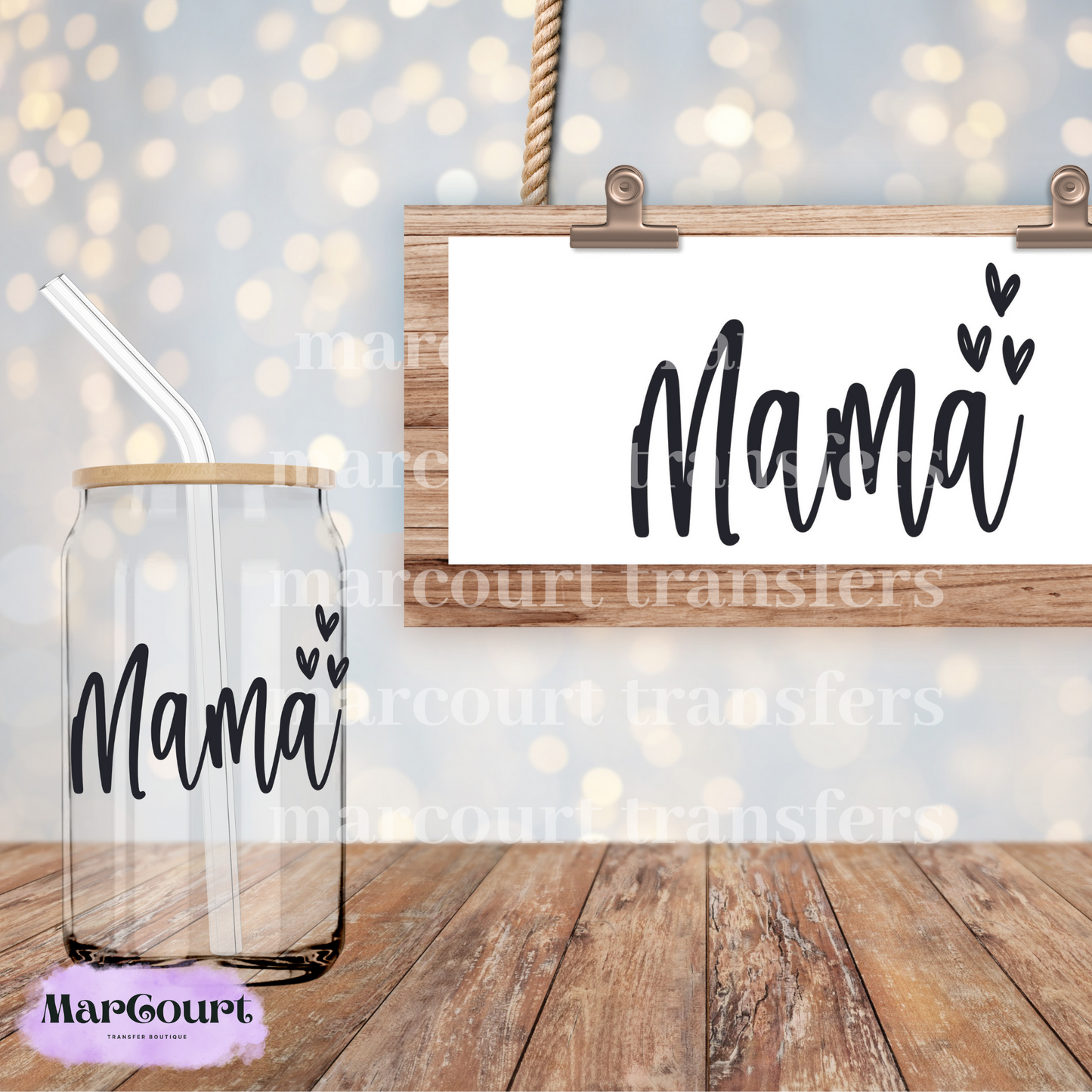 MAMA HEARTS- DECAL-UV DTF CUP WRAP