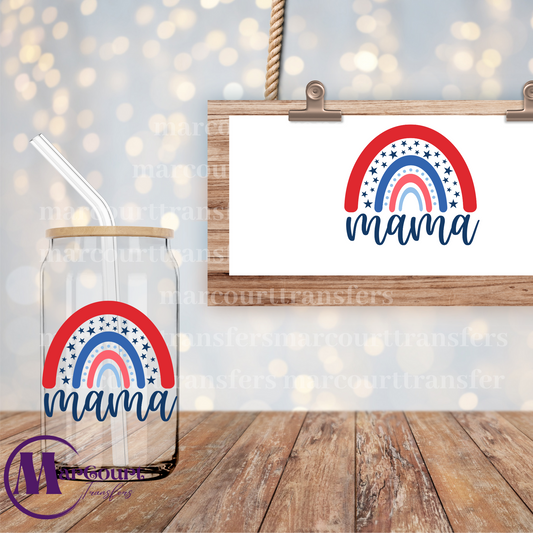 MAMA RED WHITE AND BLUE RAINBOW - DECAL-UV DTF CUP WRAP