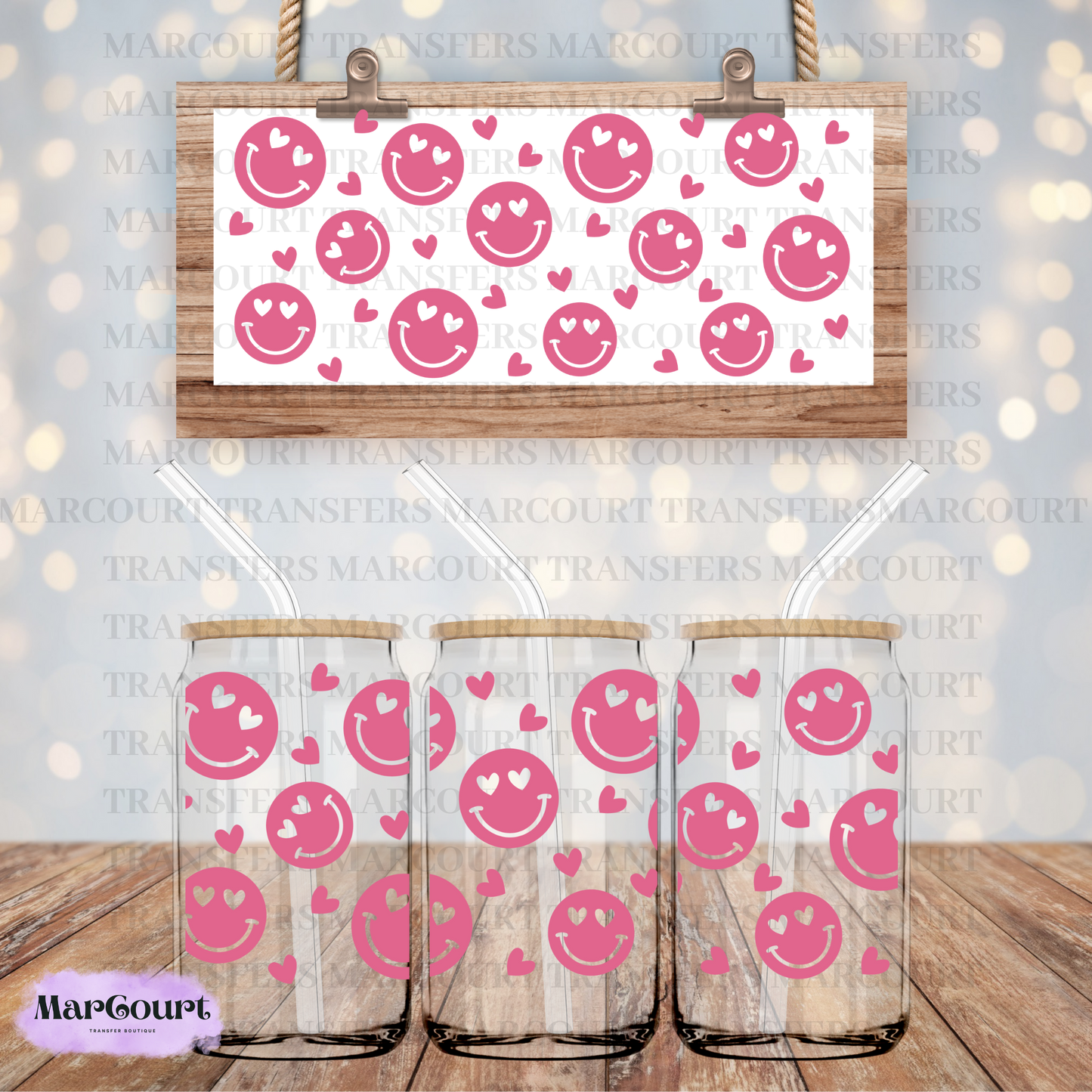 SMILEY FACES-16 0Z-UV DTF CUP WRAPS *RTS